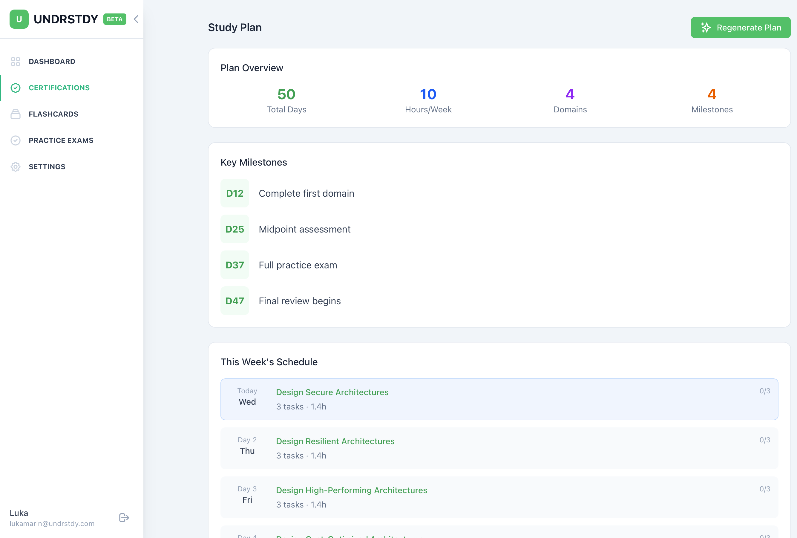 Personalized study plan